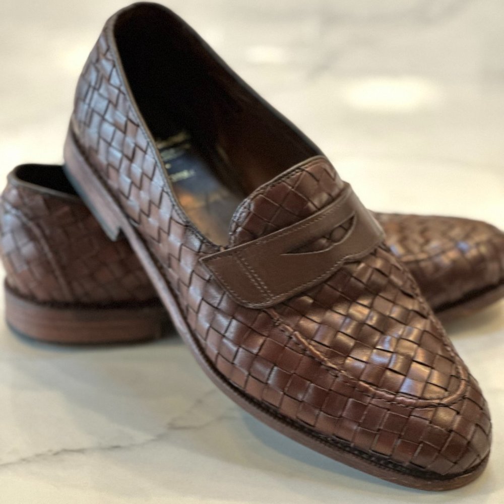 ALLEN EDMONDS SARASOTA WEAVE  WIDE PENNY LOAFER BROWN SZ 10.5, 3e, STYLE 1070